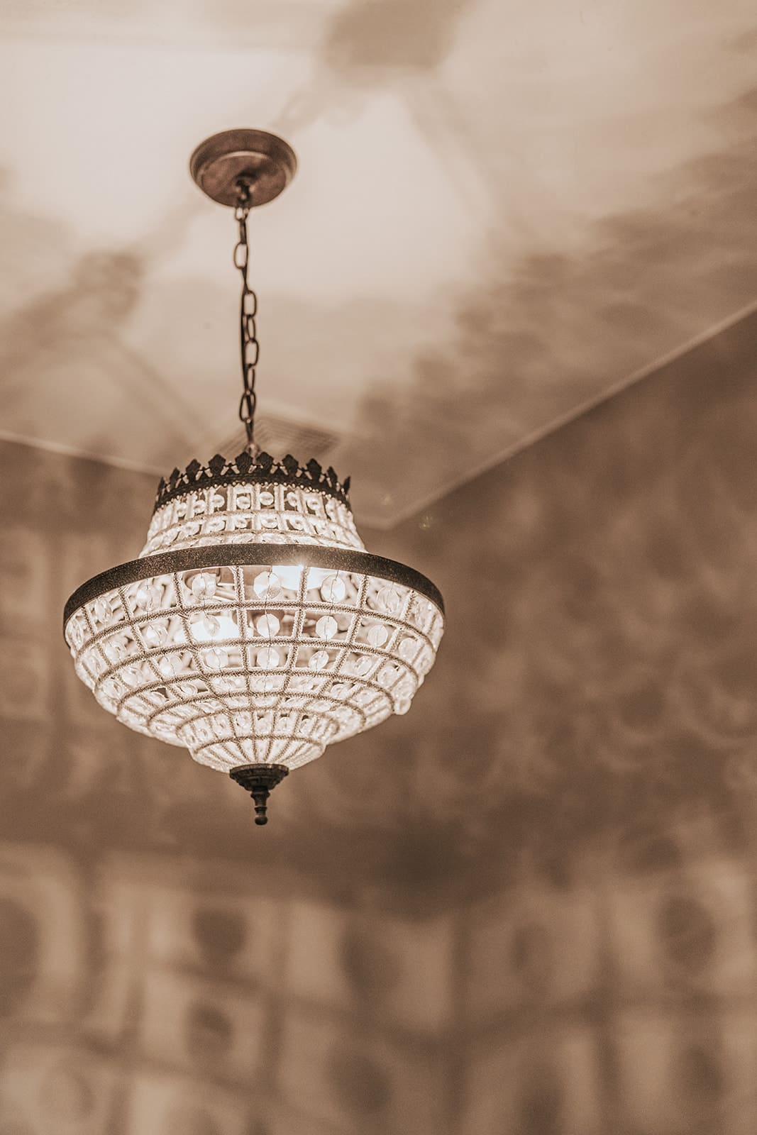 An ornate crystal chandelier wired and hung by Allsafe Electric